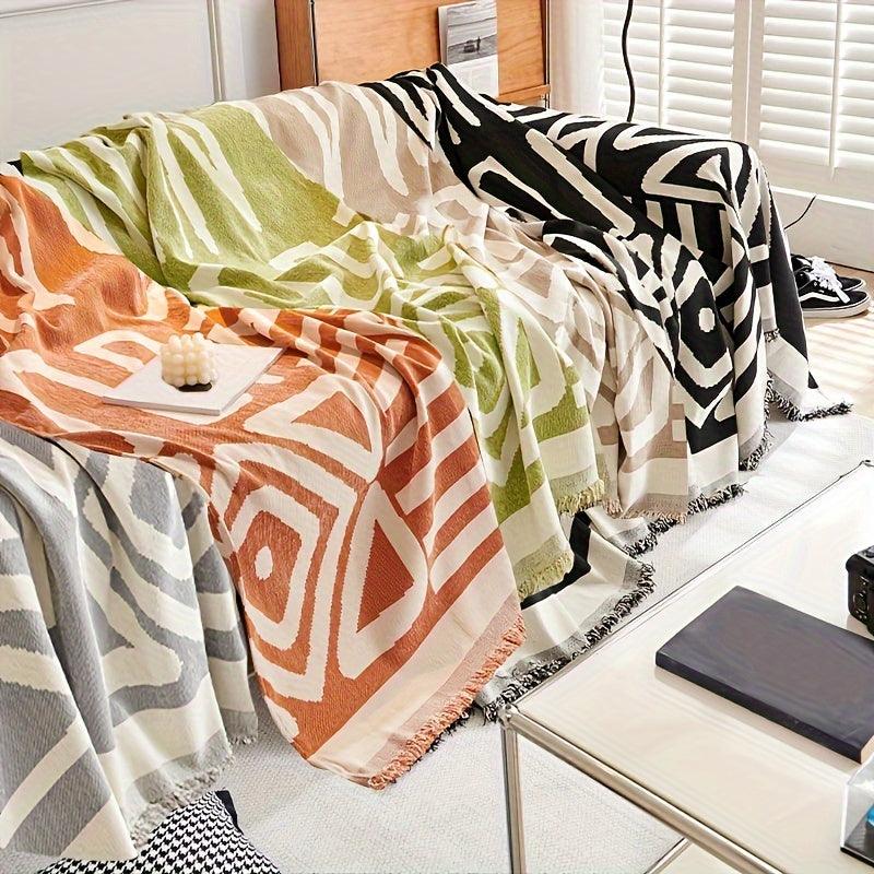 Bohemian-Style Chenille Fabric Sofa Protector - topspet