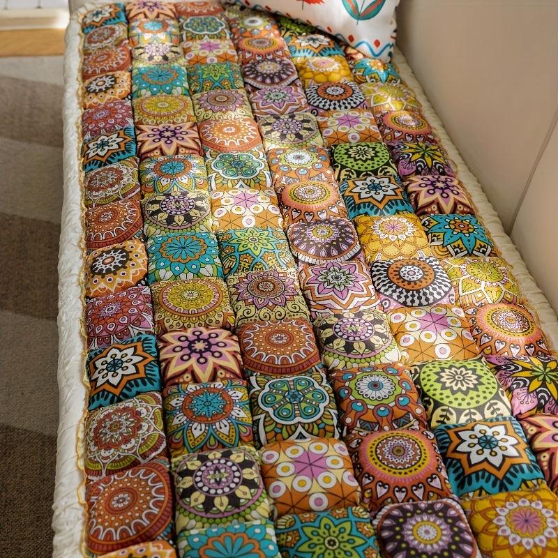 Bohemian Handcrafted Sofa Cushion Cover - Non-Slip, Thickened for All Seasons, Easy Care, Fits 2/3-Seater Sofas, Perfect for Living Room Decor - topspet