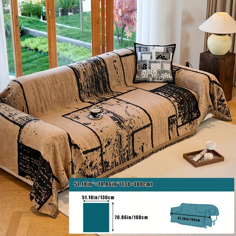 Luxury European-Style Slipcover, Minimalist Non-slip Sofa Cover, Modern Pattern Throw Blanket, Machine Washable, Furniture Protector From Pets For Bedroom - topspet