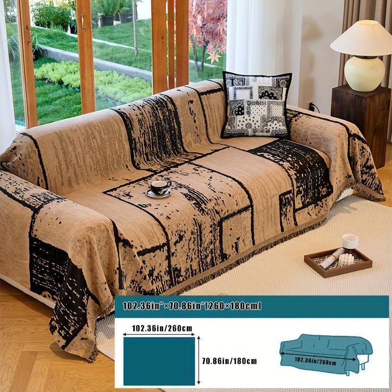 Luxury European-Style Slipcover, Minimalist Non-slip Sofa Cover, Modern Pattern Throw Blanket, Machine Washable, Furniture Protector From Pets For Bedroom - topspet