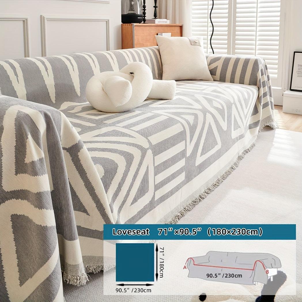 Bohemian-Style Chenille Fabric Sofa Protector - topspet