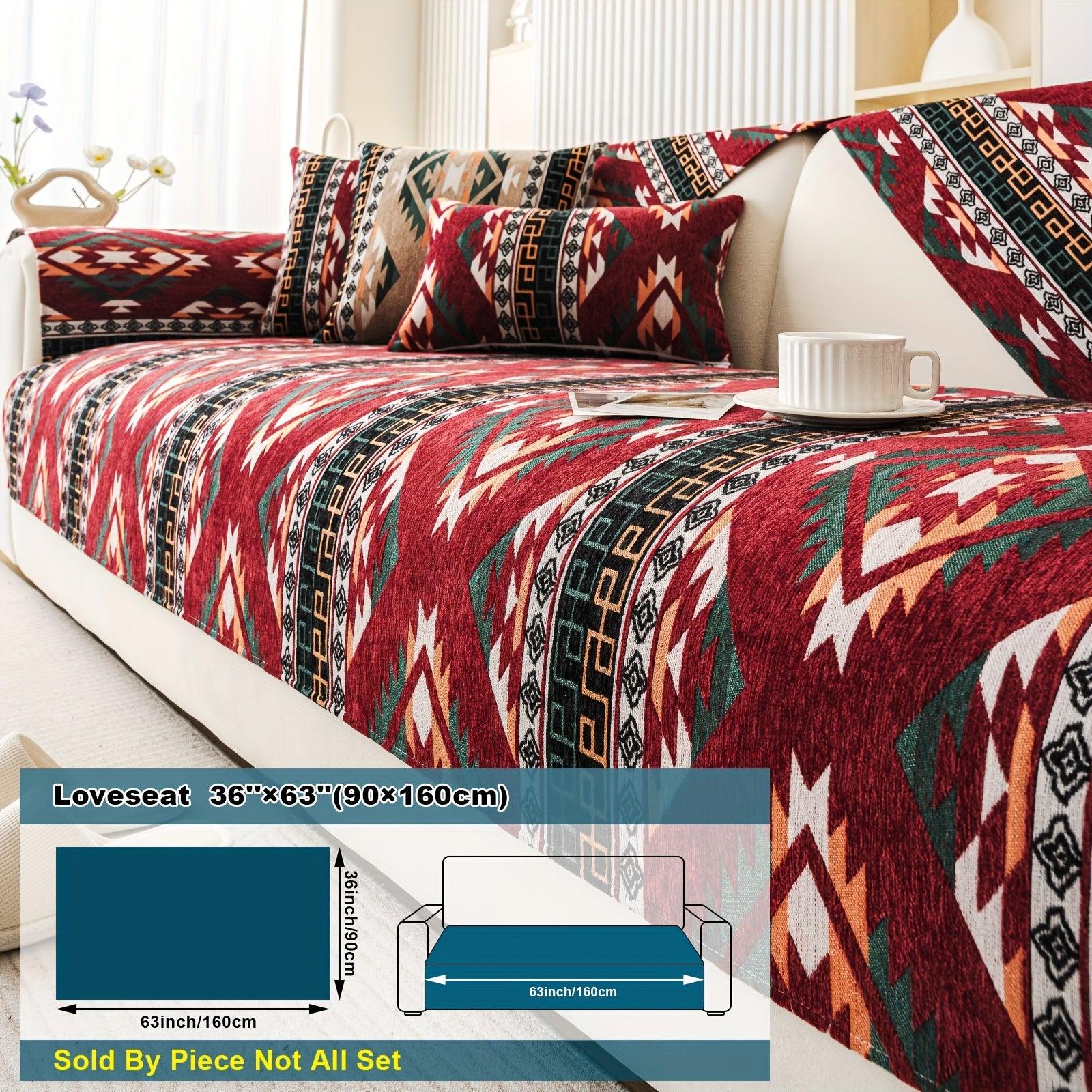 Boho Chic Sofa Slipcover, Snow Chenille Fabric, - topspet