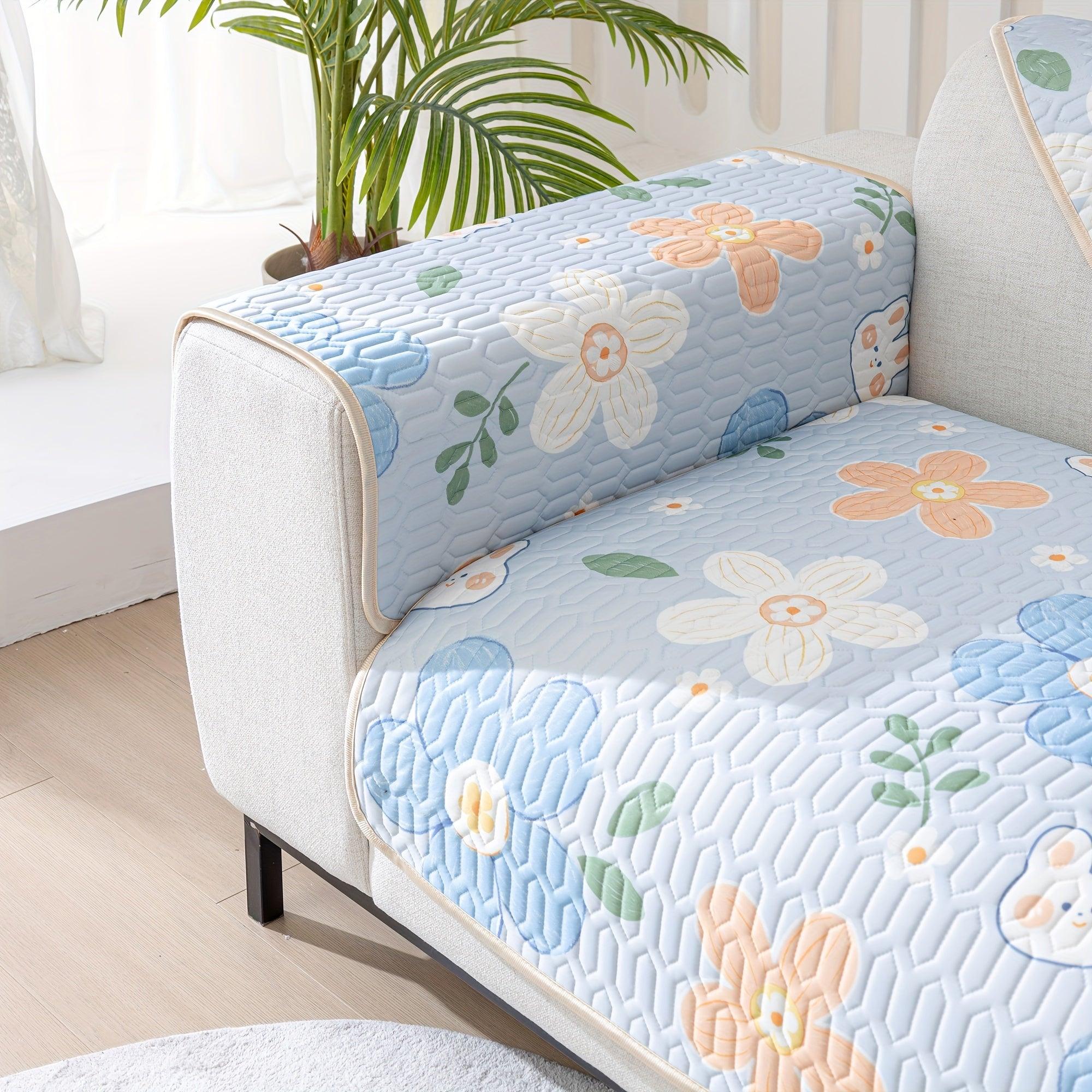 Boho Style Ice Silk Latex Sofa Cover Slipcover - topspet