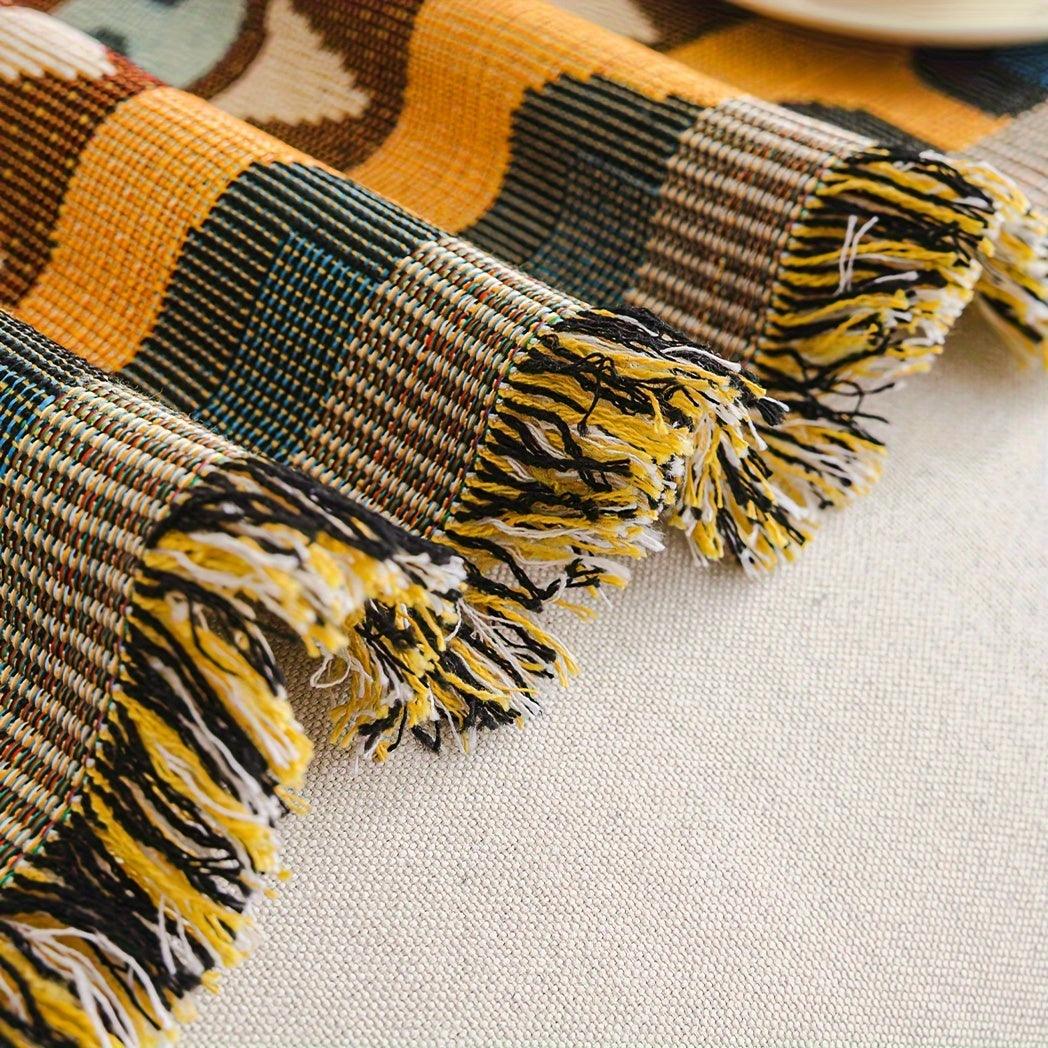 Boho Chic Colorful Sofa Cover with Tassels - All-Season Non-Slip Couch Protector - topspet