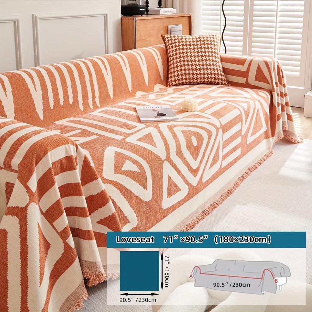 Bohemian-Style Chenille Fabric Sofa Protector - topspet