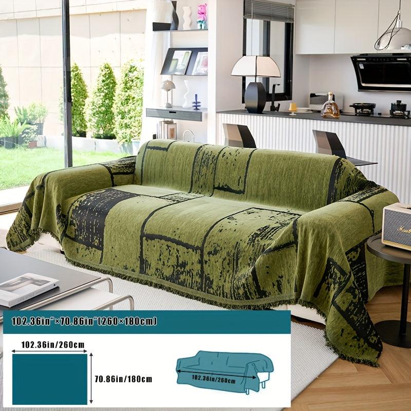 Luxury European-Style Slipcover, Minimalist Non-slip Sofa Cover, Modern Pattern Throw Blanket, Machine Washable, Furniture Protector From Pets For Bedroom - topspet