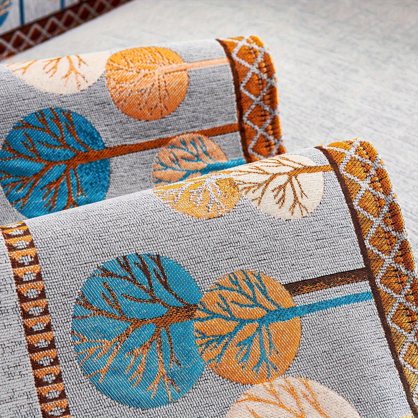 Boho Thick Chenille Fabric Sofa Cover with Tree Embroidery and Active Printing - topspet