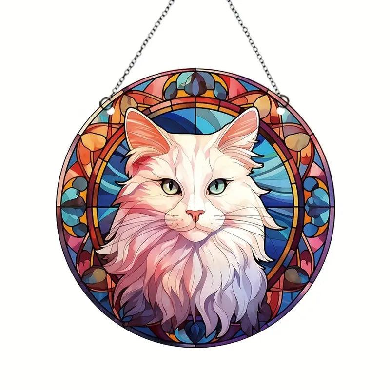 Halloween Decoration Round Acrylic Stain Hanging For Cat Lovers - topspet
