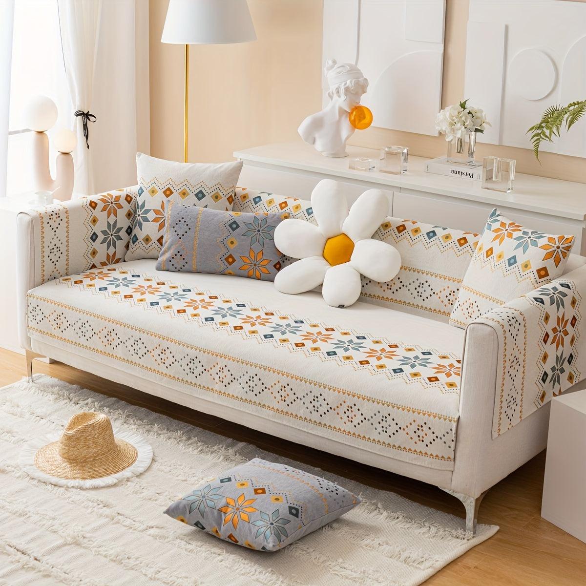 Stylish Bohemian Chenille Sofa Slipcover - topspet