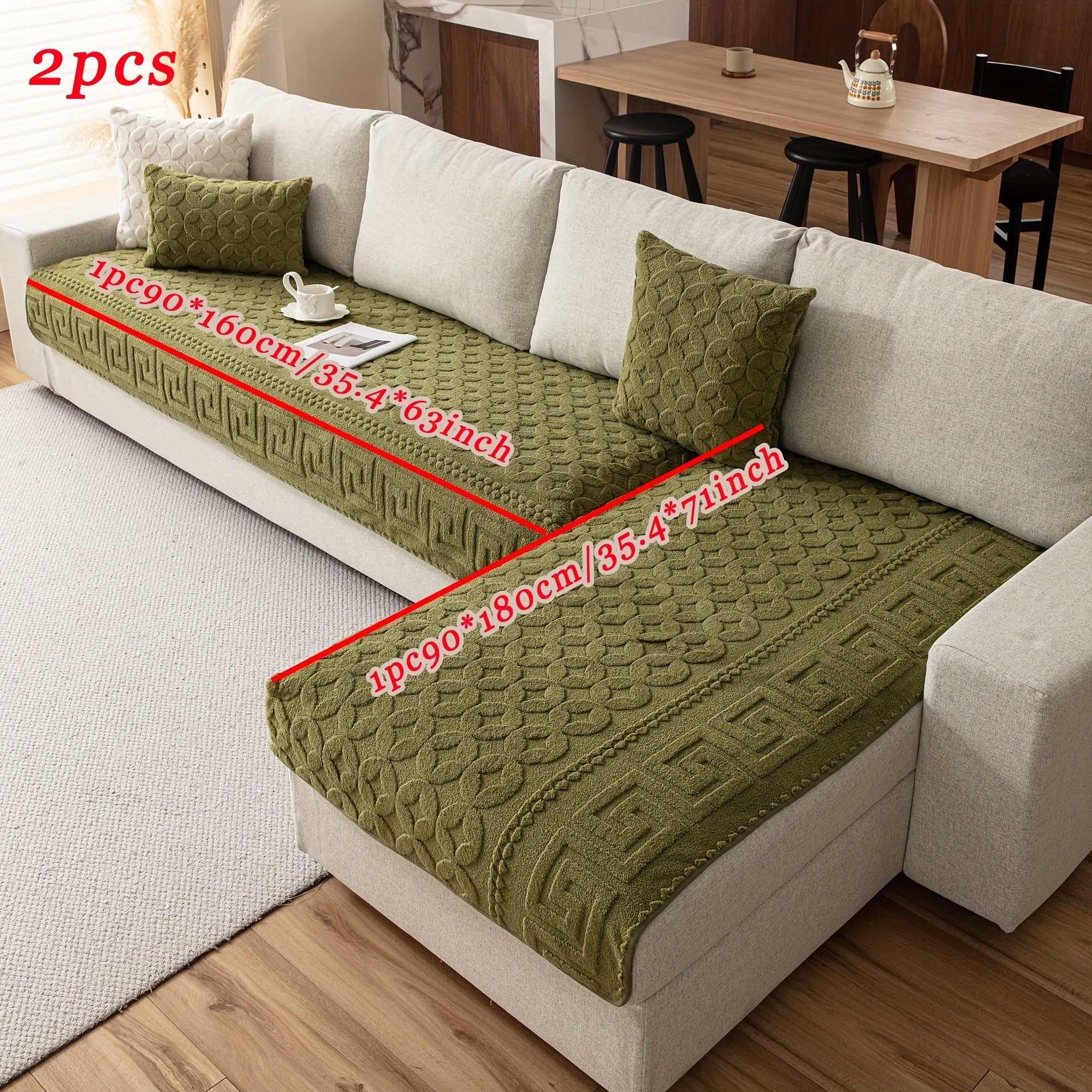 L Shape Couch Cover – Heavy Duty Waterproof Couch Cover for Dogs, Stylish Green Sofa Protector