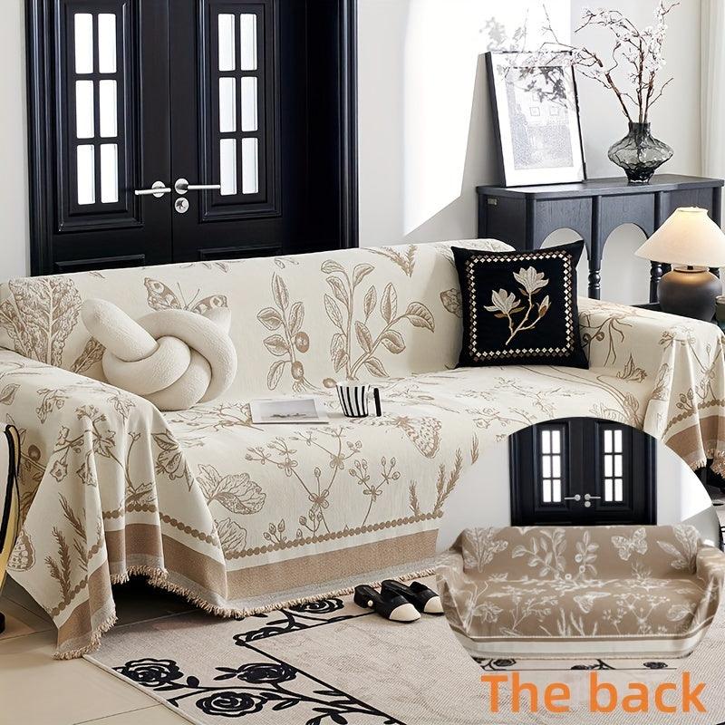 Soft & Cozy Chenille Reversible Sofa Cover Blanket - Double-Sided Retro Design - topspet