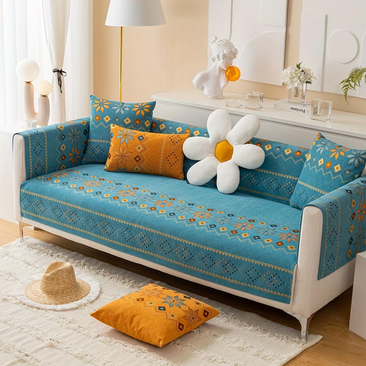 Stylish Bohemian Chenille Sofa Slipcover - topspet