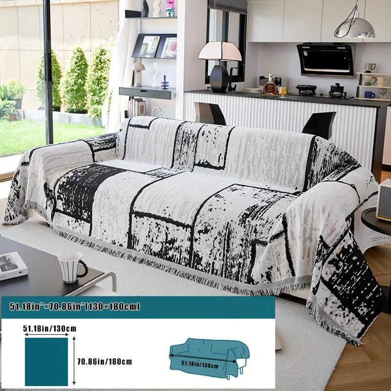 Luxury European-Style Slipcover, Minimalist Non-slip Sofa Cover, Modern Pattern Throw Blanket, Machine Washable, Furniture Protector From Pets For Bedroom - topspet