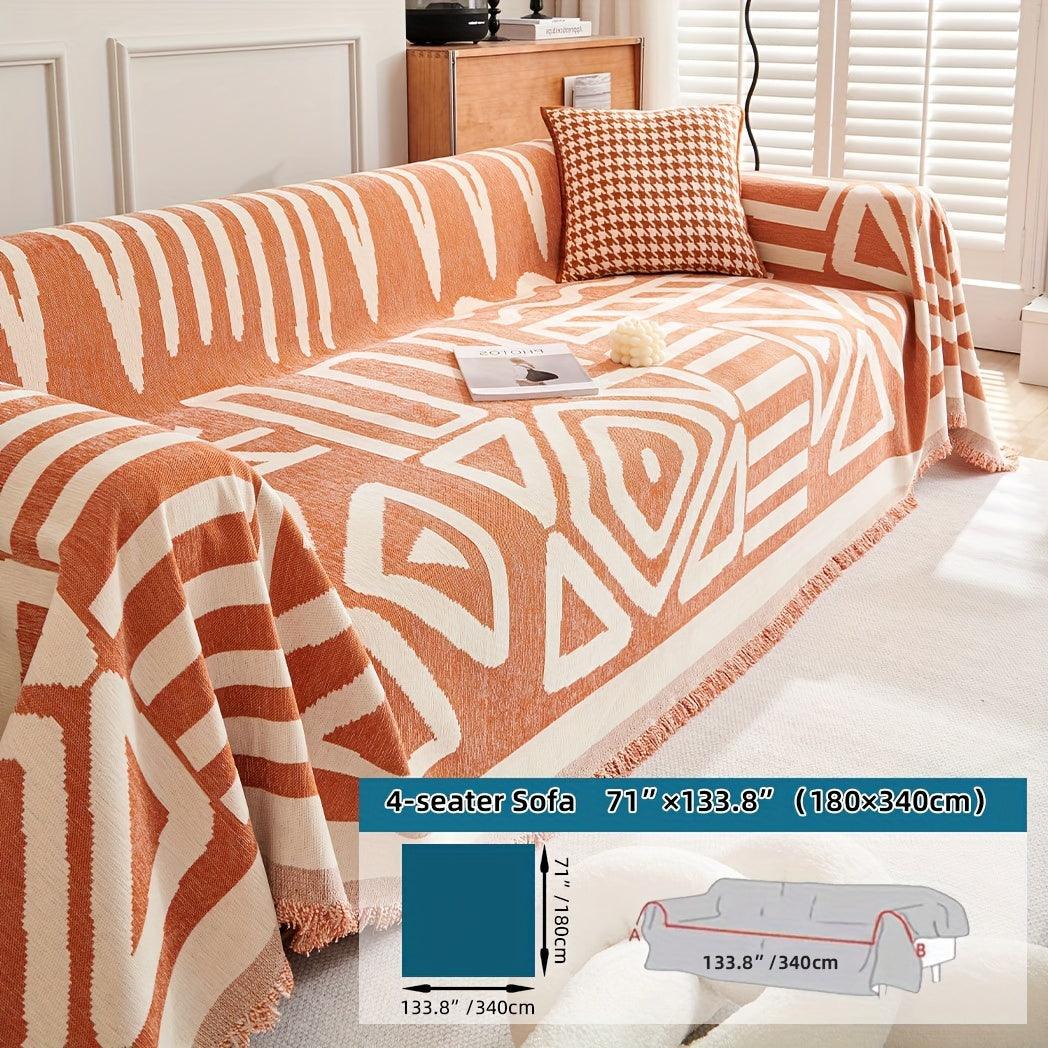 Bohemian-Style Chenille Fabric Sofa Protector - topspet
