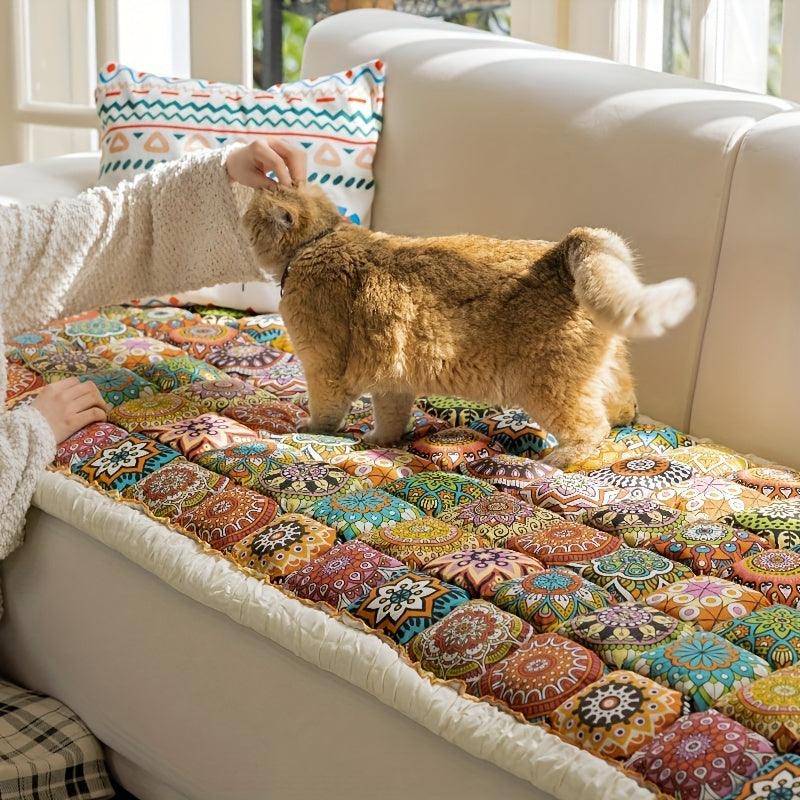 Bohemian Handcrafted Sofa Cushion Cover - Non-Slip, Thickened for All Seasons, Easy Care, Fits 2/3-Seater Sofas, Perfect for Living Room Decor - topspet