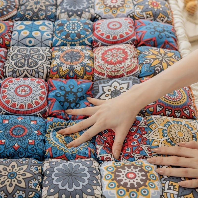 Bohemian Chic Moroccan Blue Sofa Cover - Handcrafted, Thick Non-Slip Couch Protector for All Seasons, Fits 2/3-Seater Sofas - topspet