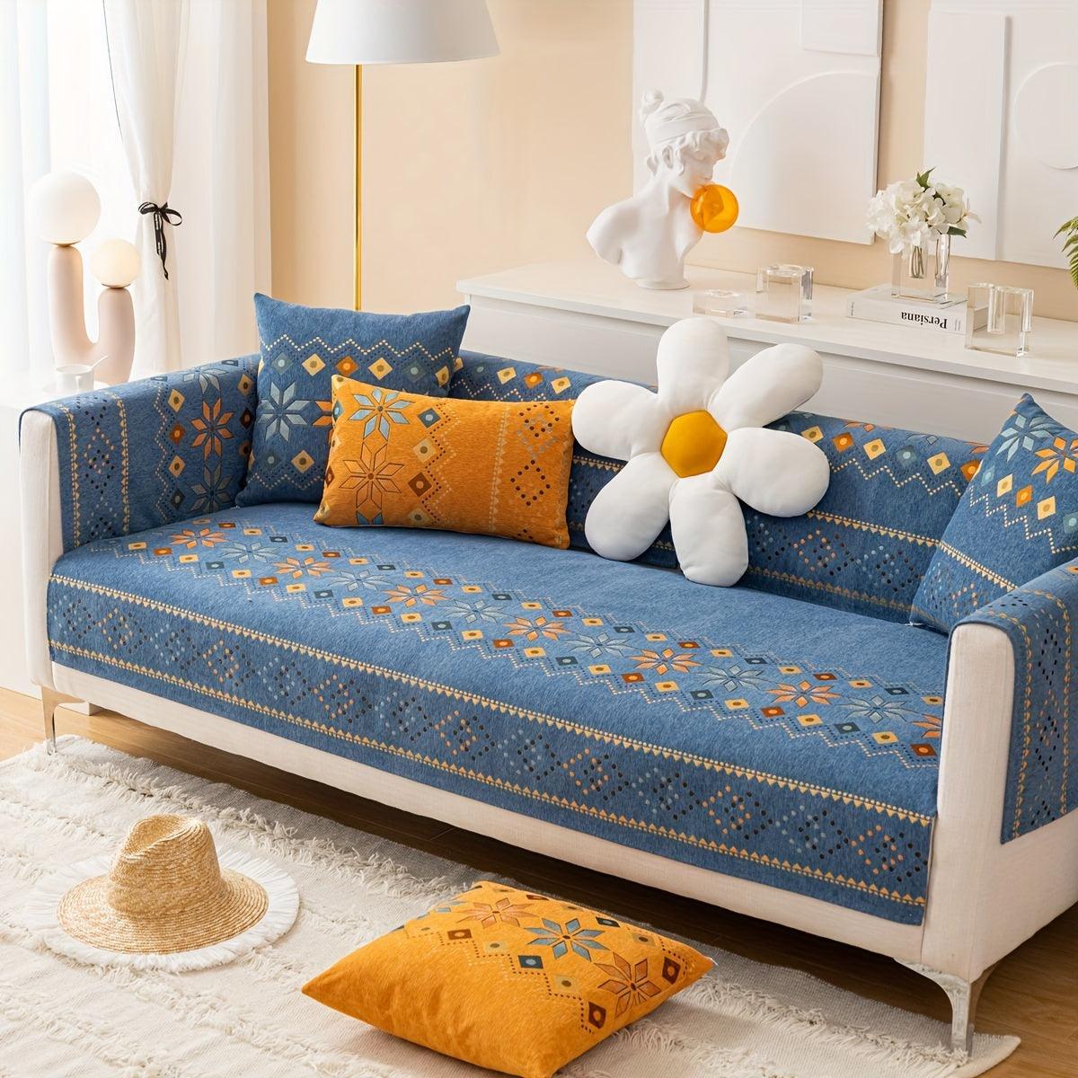 Stylish Bohemian Chenille Sofa Slipcover - topspet