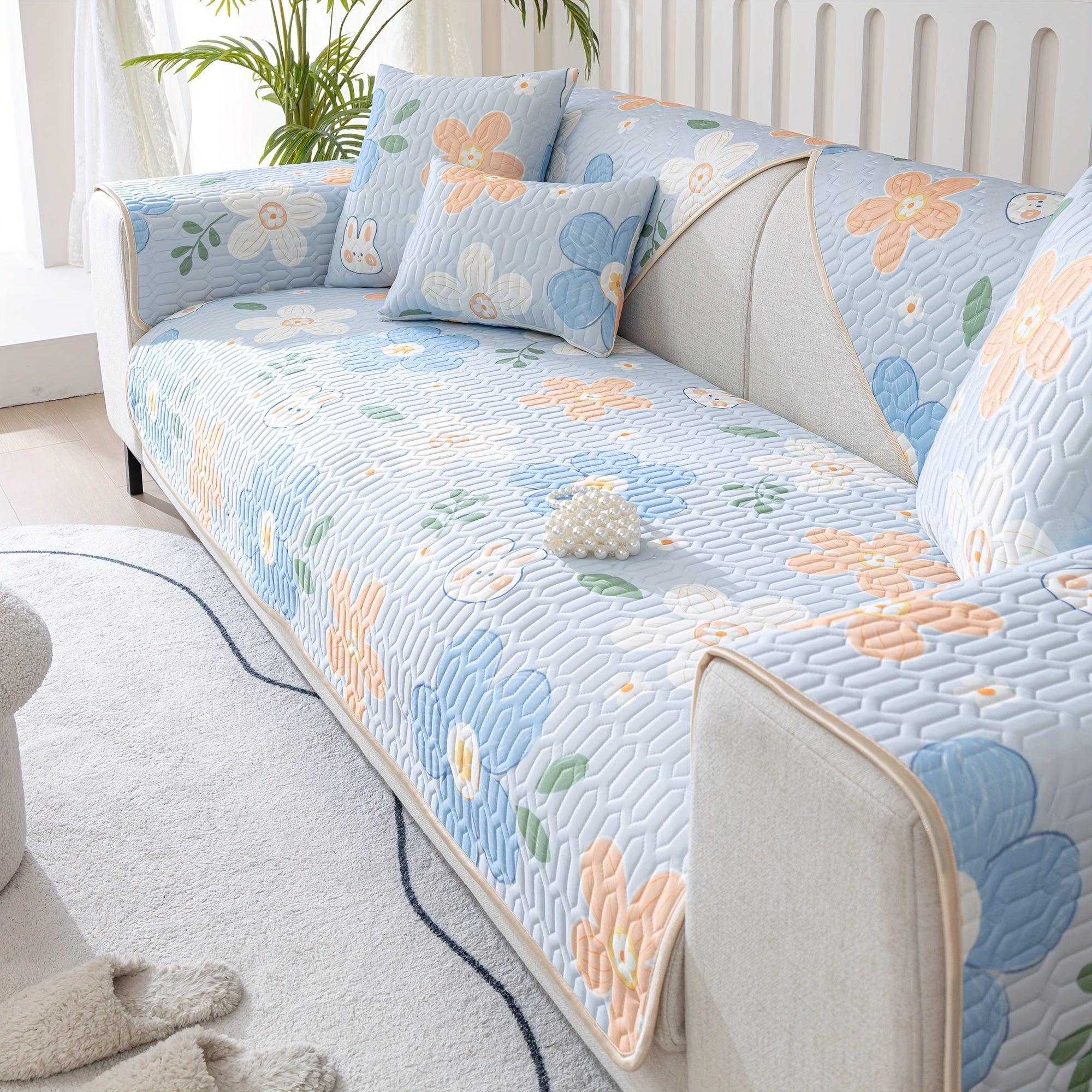 Boho Style Ice Silk Latex Sofa Cover Slipcover - topspet