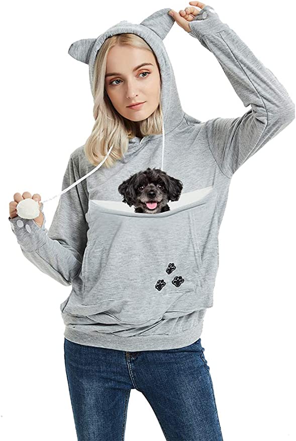 Dog Lovers Hoodies Ears Cuddle Pouch