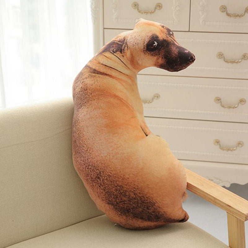 3D Cute Bend Dog Printed Throw Pillow - topspet