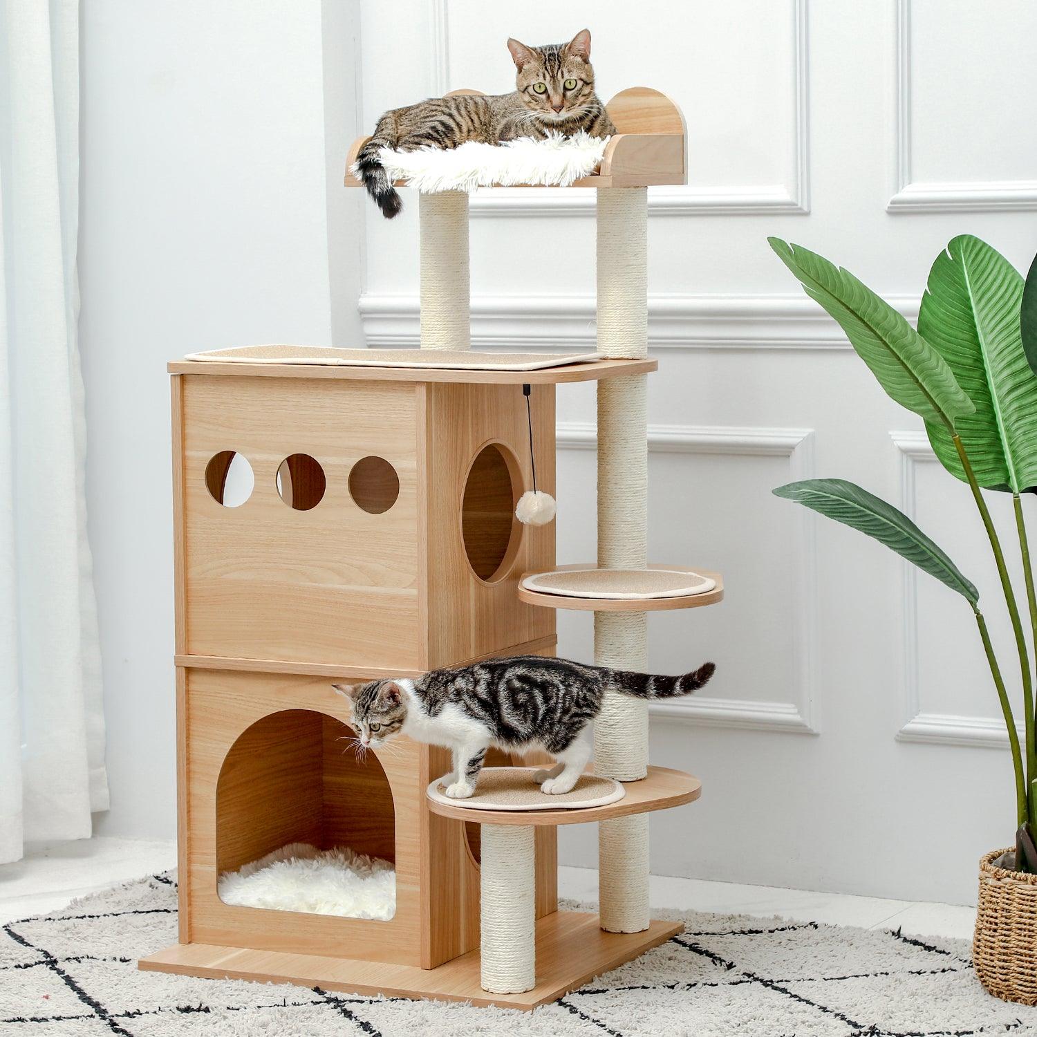 Wooden Multi-Level Cat Climbing Frame Tree - topspet