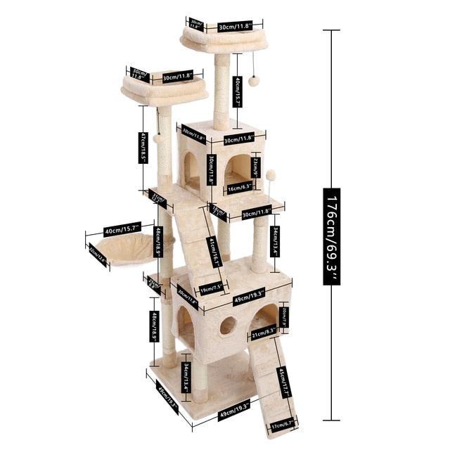 Pet Cat Tree House Condo Perch Entertainment Multi-Level Tower - topspet