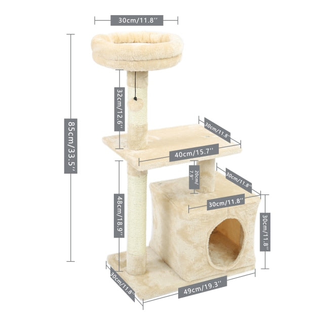 Pet Cat Tree House Condo Perch Entertainment Multi-Level Tower - topspet