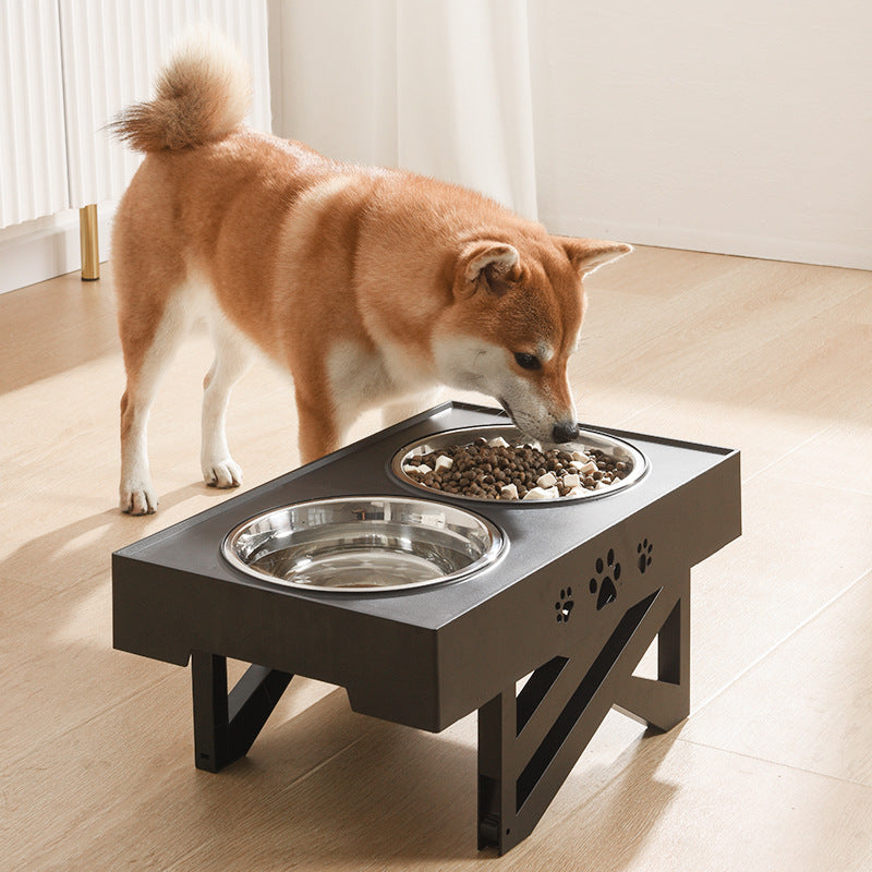 Dogs Double Bowls with Stand Dish Bowl - topspet