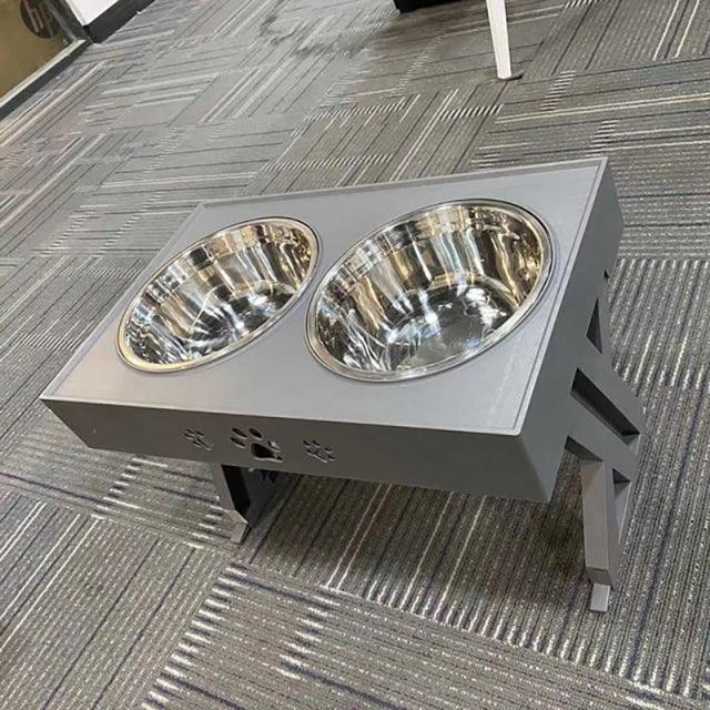 Dogs Double Bowls with Stand Dish Bowl - topspet
