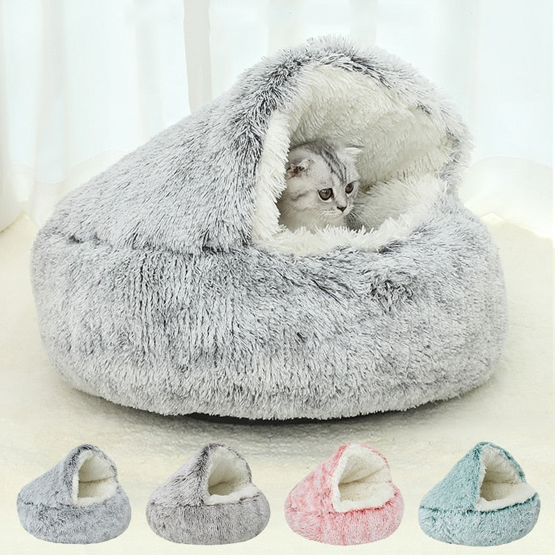 Winter Long Plush Pet Cat Bed - topspet