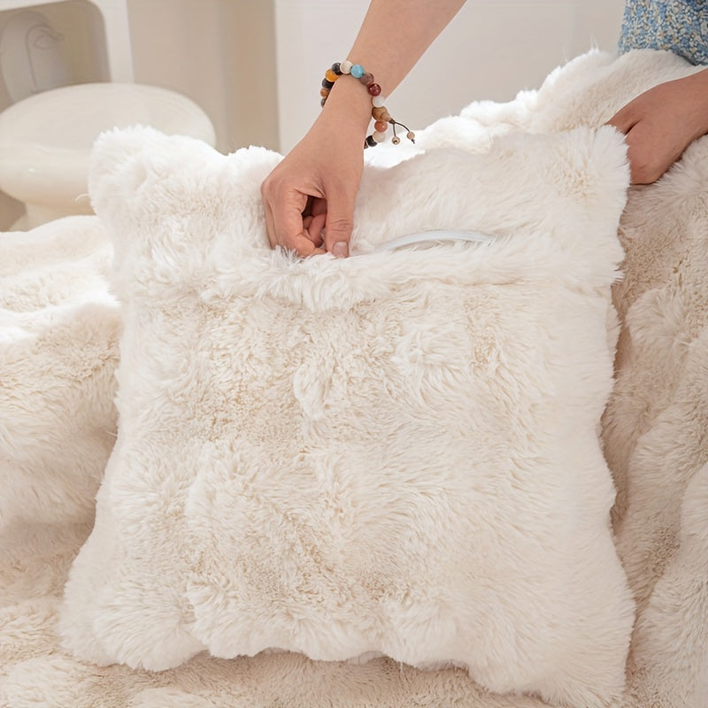 Soft & Cozy Imitation Rabbit Plush Sofa Cover - Winter Warm, Thick, Non-Slip