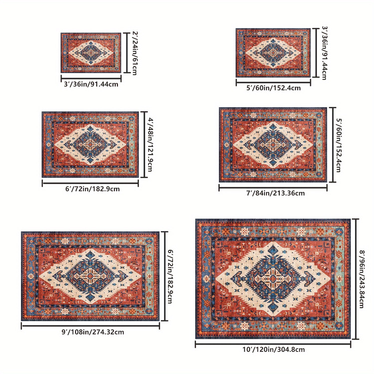 Premium 8x10 Area Rugs for Living Room & Bedroom