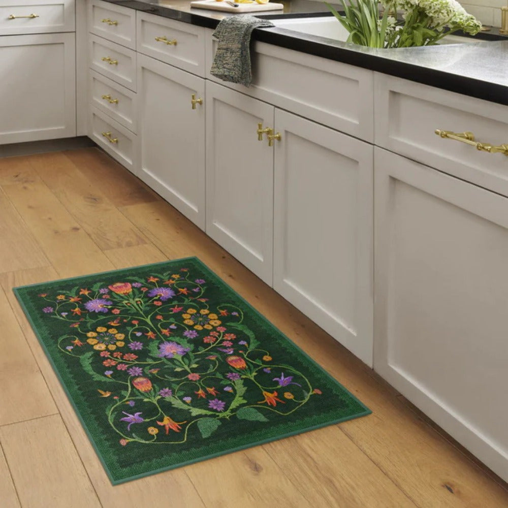 Green Runner Rug for Hallway, Kitchen & Entryway – Stylish & Durable