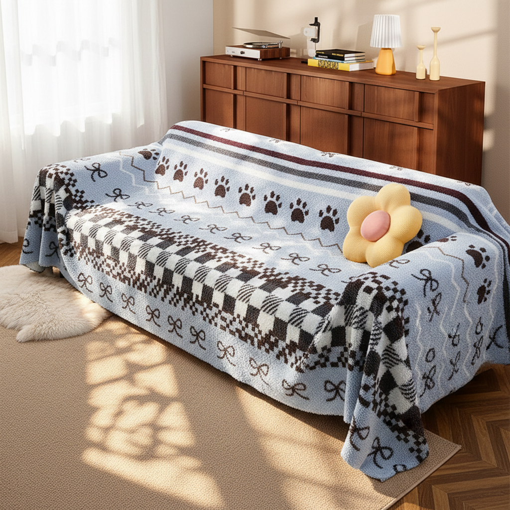 Furniture Slipcovers for Sleeper Sofas – Blue Colour Sofa Cover with Arm Covers