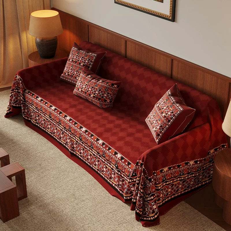 Four Season Red Couch Cover – Stylish, Cat-Proof & Dog-Friendly Sofa Protector