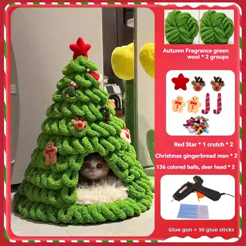 DIY Christmas Tree Cat Nest Homemade Cathouse - topspet