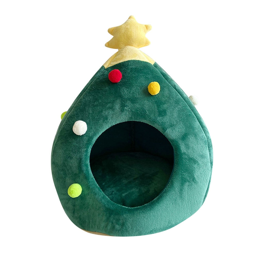 Kuschelig warmes Weihnachtsbaum-Katzenbett